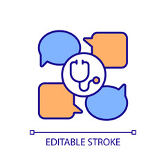 2D customizable interoperability icon representing health interoperability resources, isolated vector, multicolor thin line illustration.