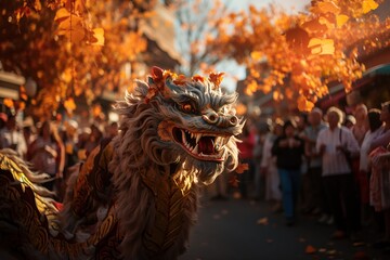 Dragon Dance: Vibrant dragon dancers parade through the streets, symbolizing power and luck....