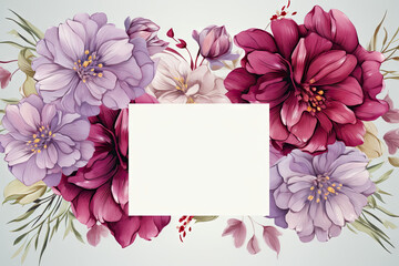 vintage pink and violet floral frame card on a pastel background for the Wedding Invitation card.