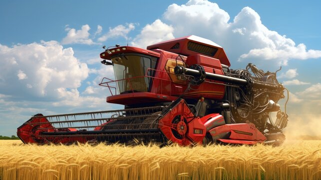 Rice harvester of the future, driverless, satellite navigation system for agricultural machinery Agricultural innovation, smart farming harvest together