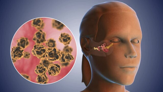 Ear wax bacterial infection medical concept