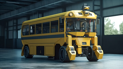 School yellow bus of the future, generative AI.