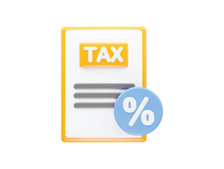 Tax icon 3d render element transparent