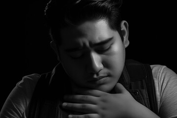 Fototapeta premium Ill man suffering with heart disease symptoms 