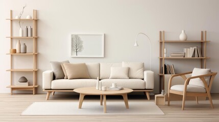 Fototapeta premium Scandinavian Simplicity Minimalist Furniture in a Well-Designed Home