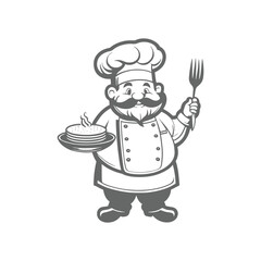 chef illustration logo design vector icon