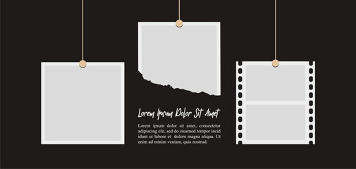 Pictures or photos frame collage. comics page grid layout abstract photo frames and digital photo wall template