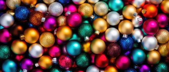 very beautiful and colorful christmas background with christmas balls baubles