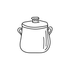 Saucepan doodle icon in vector. Hand drawn casserole illustration in vector