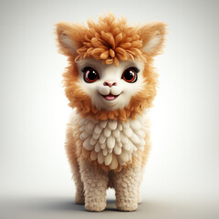 Fototapeta premium 3d cartoon cute alpaca