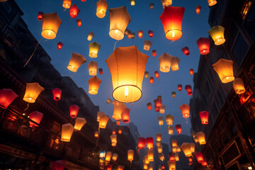 Lanterns in the night sky, mid-autumn day in China 2