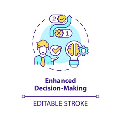 2D editable multicolor icon enhanced decision making concept, isolated vector, mindful entrepreneurship thin line illustration.