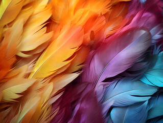 Close up colorfull feather background