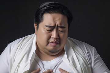 Obraz premium Ill man suffering with heart disease symptoms 