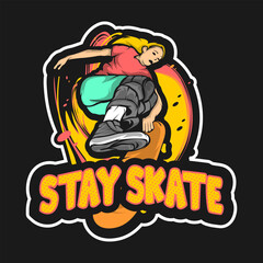 Stay Skate Mascot Sport Logo Vector Template