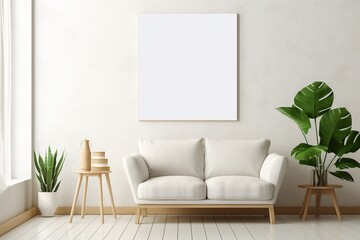 Modern Aesthetic Interior Design with Small Blank Poster Created with Generative AI