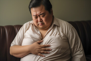 Ill man suffering with heart disease symptoms 
