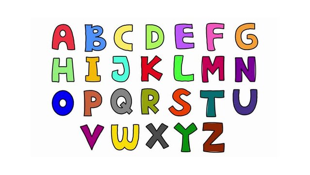 Set of hand drawn Alphabet animation on a white background. Looped motion graphics. loop animation.