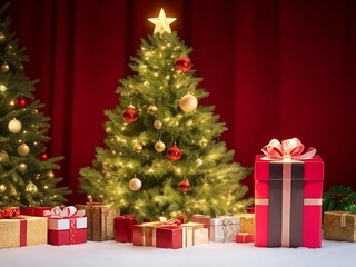 Obraz na płótnie Canvas christmas tree with gift boxes