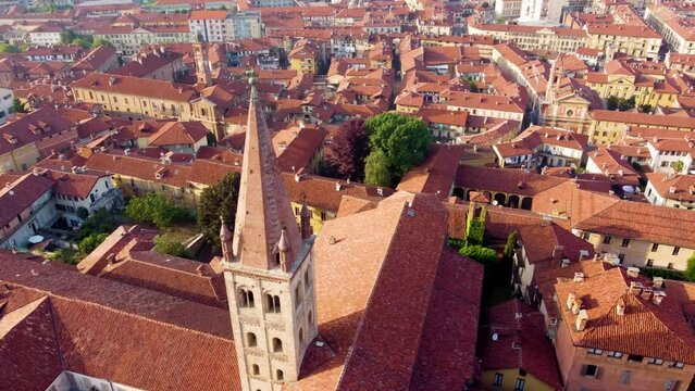 Northern Italian Medieval Architecture, Rooftops of Piedmont, Aerial Panorama