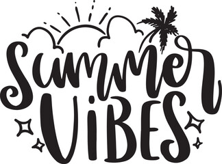 Hand-drawn lettering compositions about Summer. Funny season slogans. Isolated calligraphy quotes for travel agencies, and beach parties. Great design for banner, postcard, print, or poster.