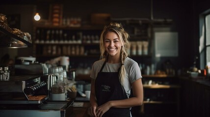 Fototapeta na wymiar Coffee barista woman in a cafe