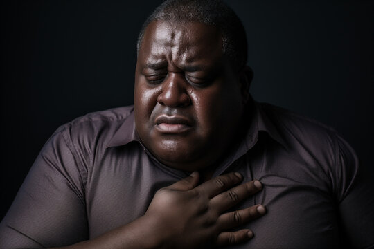 Ill man suffering with heart disease symptoms 
