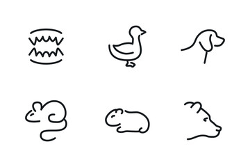 Veterinary and animals line icons collection. 