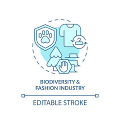 2D editable blue icon biodiversity and fashion industry concept, monochromatic isolated vector, sustainable fashion thin line illustration.