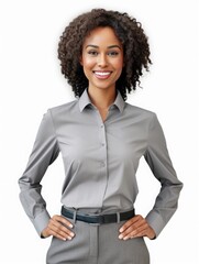 photo portrait of a realistic smiling business woman. generated AI  
