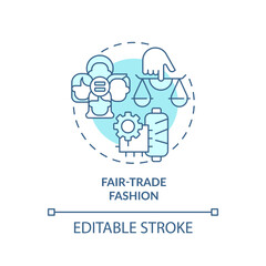 2D editable blue icon fair trade fashion concept, monochromatic isolated vector, sustainable fashion thin line illustration.