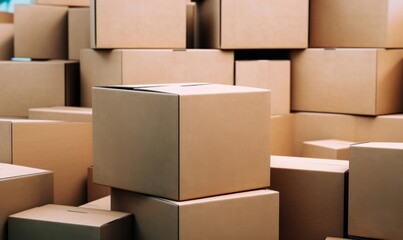 Lot of cardboard boxes, Delivery concept, Generative AI
