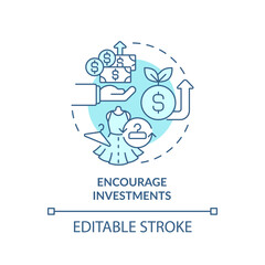 2D editable blue icon encourage investments concept, monochromatic isolated vector, sustainable fashion thin line illustration.