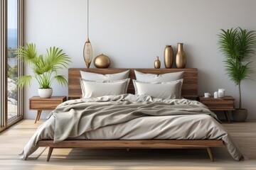 minimalist hospitality master bedroom with serene and understated luxury