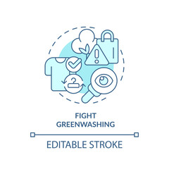 2D editable blue icon fight greenwashing concept, monochromatic isolated vector, sustainable fashion thin line illustration.