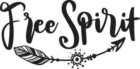 Boho Style Lettering quotes and hand drawn elements. Wild and free, free spirit, wild soul phrases. Vector illustration