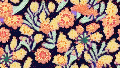 colourful pattern with flowers ai generative
