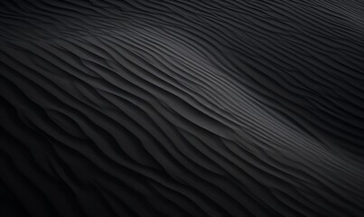 Black Sand dune. Black Sand beach macro photography. Background, texture, wave pattern of oceanic sand on the beach, black. Texture of beach sand. Black, Generative AI - obrazy, fototapety, plakaty