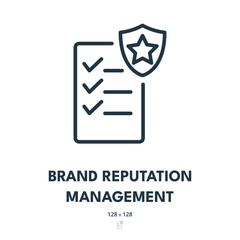 Brand Reputation Management Icon. Branding, Credibility, Trustworthy. Editable Stroke. Simple Vector Icon