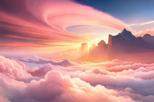 pink  flufy clouds
