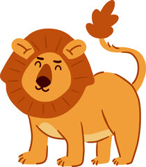 Lion . Cute cartoon characters . Hand drawn style . PNG .