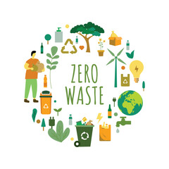 vector illustration of sustainable practices with the concept of zero waste, recycling and eco-friendly