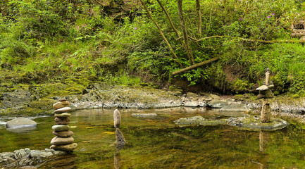 Zen Stones on the Mountain Stream