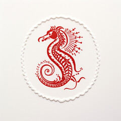 Obraz premium 辰年のタツノオトシゴのスタンプ Generative AI