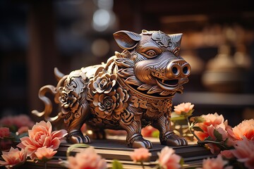 Chinese Zodiac: Artistic representation of the animal of the year according to the Chinese zodiac.Generated with AI