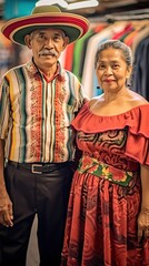 Mexican couple in Maxican traditional culture Dress for celebration