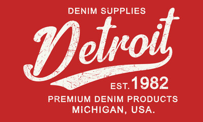 Detroit Denim Outfitters Editable print with grunge effect for graphic tee t shirt or sweatshirt - Vector