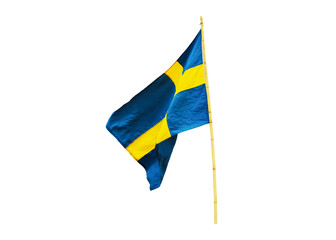 Sweden Flag in the country isolated on white background whit clipping path.