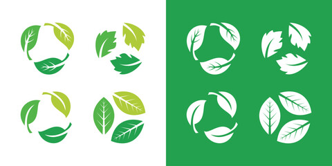 recycling logo template, leaf, plant, green tree nature logo design