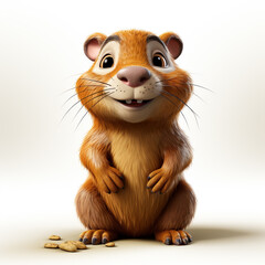 Naklejka premium 3d cartoon cute capybara
